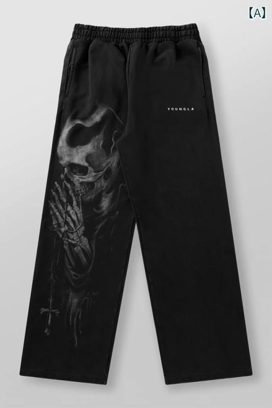 ジョガーパンツ メンズ スウェット スポーツ トレーニング ワイドパンツ ロング丈 綿 コットン 裏毛 プリント ジム フィットネス ランニング 部屋着 カジュアル ルームウェア ボトムス ズボン 運動着 ウエストゴム