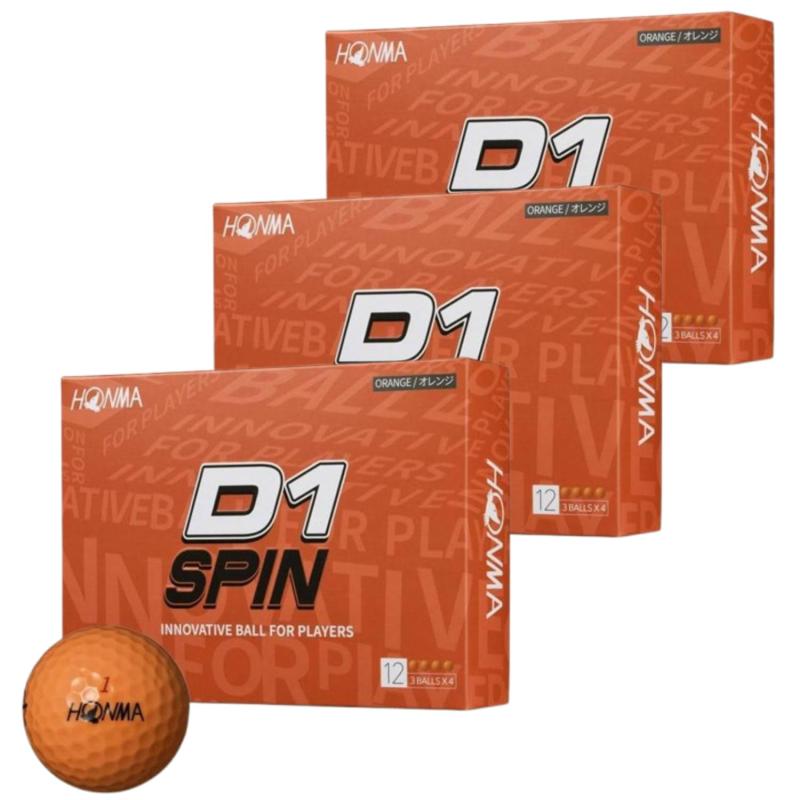 【３ダースセット】本間ゴルフボール D1 スピン 本間ゴルフ ホンマ HONMA D-1 SPIN ゴルフボール 2023 オレンジ 橙 BT2301 3ダース 36球 オリジナルショップカード付き