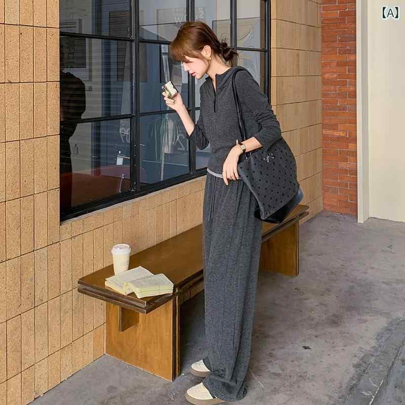 セットアップ レディース 上下セット スウェット パーカー ワイドパンツ 部屋着 ワンマイルウェア 体型カバー ゆったり オーバーサイズ ルームウェア カジュアル 無地 2点セット トップス ボトムス 春秋冬 シンプル ウエストゴム ストレッチ 動き｜やすらぎマーケット