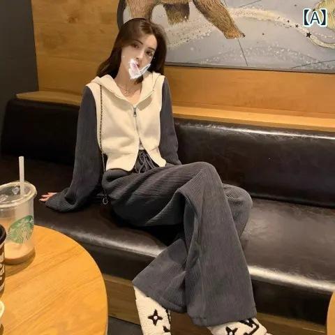 スウェット セットアップ レディース パーカー パンツ 上下セット ワイドパンツ 体型カバー 高見え ルームウェア ワンマイルウェア お出かけ 部屋着 秋 長袖 トップス ボトムス 無地 カジュアル オーバーサイズ サイドポケット ウエストゴム 2点セッ｜やすらぎマーケット