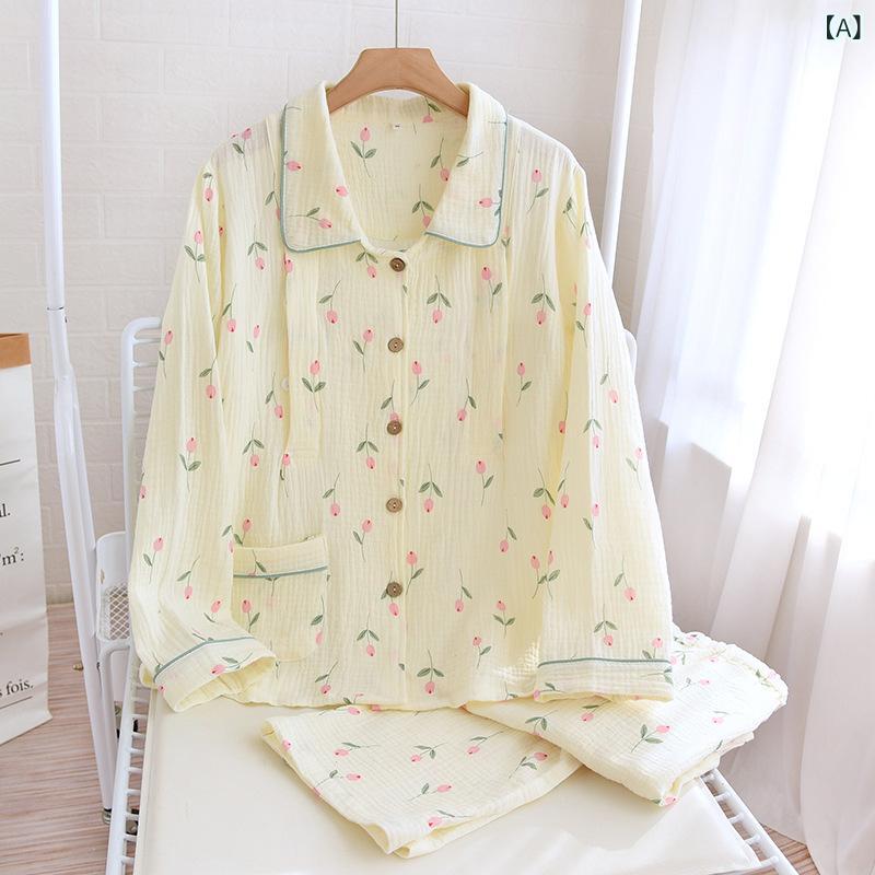 マタニティパジャマ 授乳服 産後 前開き 綿100% 2重ガーゼ 授乳口付き ルームウェア 春夏秋 ウエスト調整 入院準備 上下セット ナイトウェア 部屋着 産前産後兼用 通気性 吸水性 ガーゼ素材 ズボン 贈り物 長袖 ロングパンツ 襟付き 産院 産前