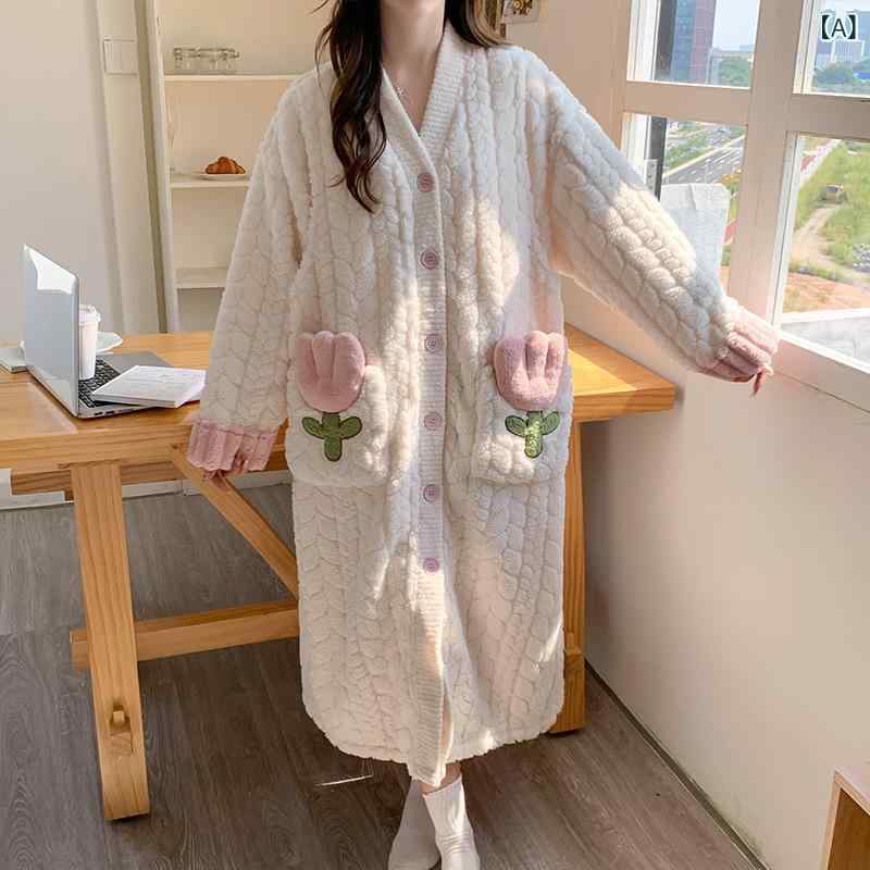 マタニティパジャマ 授乳服 授乳口付き 前開き フランネル素材 裏起毛 厚手 ワンピース ロング丈 長袖 保温設計 入院準備 産前産後 兼用 ルームウェア 部屋着 襟付き スナップボタン ナイトウェア 妊婦服 出産準備 暖か素材 ウエスト調節 臨月 授乳