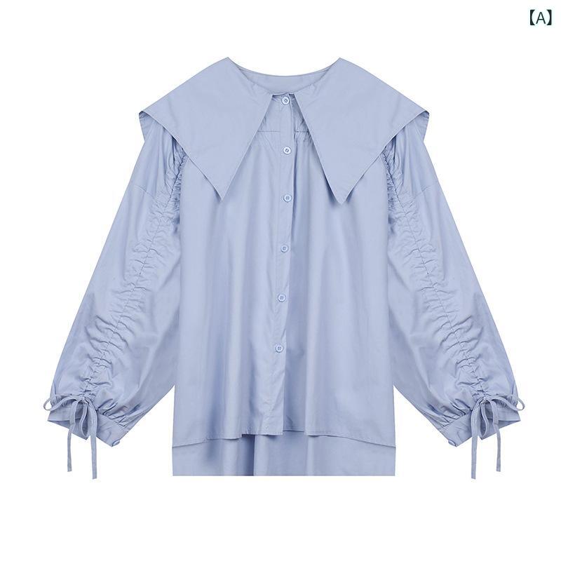 授乳服 マタニティ セットアップ 長袖 シャツ テーパードパンツ 産前産後 スタイルアップ ウエスト調整 ビッグカラー 上品 着回し オフィス セレモニー お宮参り 入園式 卒園式 通勤 カジュアル きれいめ シンプル 2点セット トップス ボトムス 春
