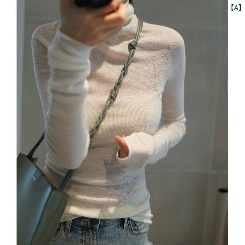 編み物 レディース カシミール タートル ティーシャツ 薄っぺら 無地 透け感 長袖 トップス はだ着 伸ばすこと パステル色の 生あたたかい 他愛も無い 伸縮性 防寒 保温 分かりやすい 秋冬 心地好い 事務 重ね着 羊毛 洗える