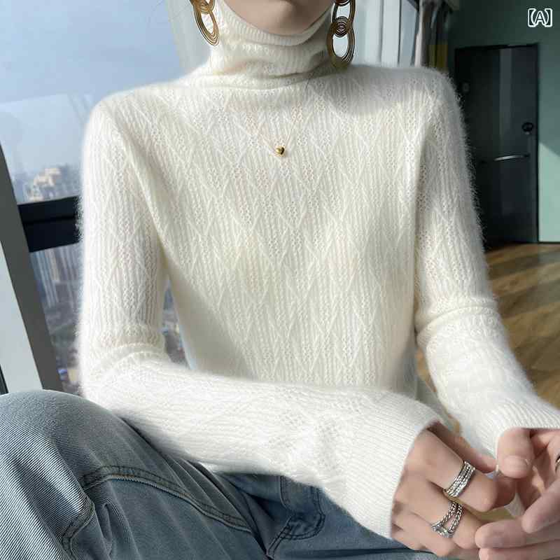 編み物 レディース カシミール タートルネック スウェーター ハイネック トップス 長袖 無地 生あたたかい 肌付き 重ね着 防寒 分かりやすい ティーシャツ 秋冬 執務室 心地よい 透かし編み パステル色の たわい無い