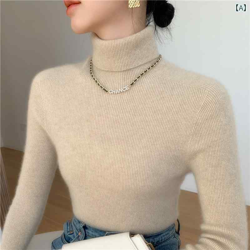 タートルネックプルオーバー レディース カシミール 無仕立てもの ハイネック ティーシャツ か細い 生あたたかい 防寒 保温 薄っぺら 下着類 重ね着 秋冬 トップス 長袖 野羊 ニットソー 分かりやすい 無地 伸ばすこと 相応う パステル色の