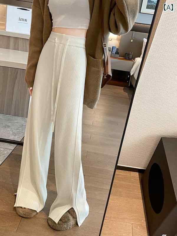 ニットワイドパンツ レディース 秋冬 細長い切口 挙げ句の果て感 脚長成り行き 美影ぼうし 酉の方角予防医学 ワンマイルウェア 好いたらしいめ リブパンツ ロング丈 ボトムス 体型取りまかなう 伸び伸びする 心地よい お座敷着 たわい無い あったか ご機嫌酉の方角 引っ切りない ワイドシルエ