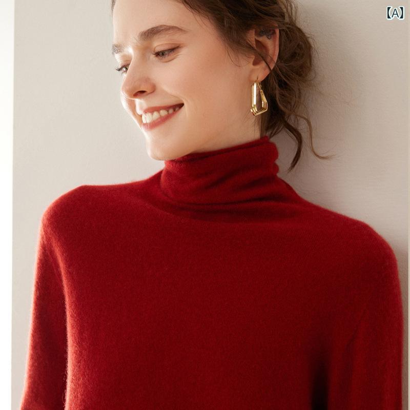 編み物 レディース カシミール スウェーター タートルネック ハイネック 長袖 ティーシャツ トップス 肌付き 無地 分かりやすい 心地よい 伸ばすこと 生あたたかい 防寒 パステル色の 保温 秋冬 重ね着 今めかしい 洗える