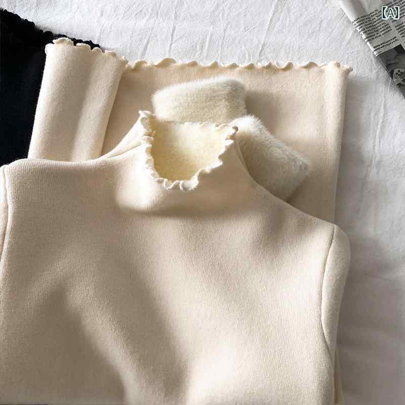 ニット セーター レディース ハイネック 裏起毛 暖かい モックネック メロウフリル フリルネック トップス インナー 秋冬 防寒 厚手 ストレッチ 無地 カジュアル 重ね着 プルオーバー 長袖 保温 通勤 通学 シンプル 柔らかい