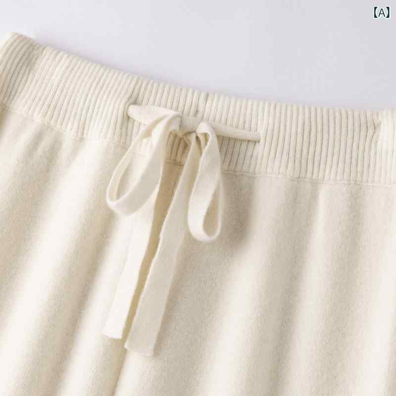 ワイドパンツ ウール 100% レディース 秋冬 美脚 ニットパンツ 暖かい ストレートパンツ ロングパンツ 落ち感 厚手 防寒 体型カバー 縦ライン 脚長効果 上品 大人 カジュアル シンプル きれいめ オフィス 通勤 お出かけ 普段使い 30