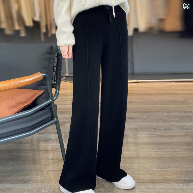 ニットワイドパンツ レディース ハイウエスト ウエストゴム センタープレス 脚長効果 洗える ストレート 厚手 ボトムス ロング丈 体型カバー 美脚 穿き心地 ストレッチ ゆったり 楽ちん リラックス 部屋着 オフィス シンプル 無地 上品 きれいめ カ 4,454円