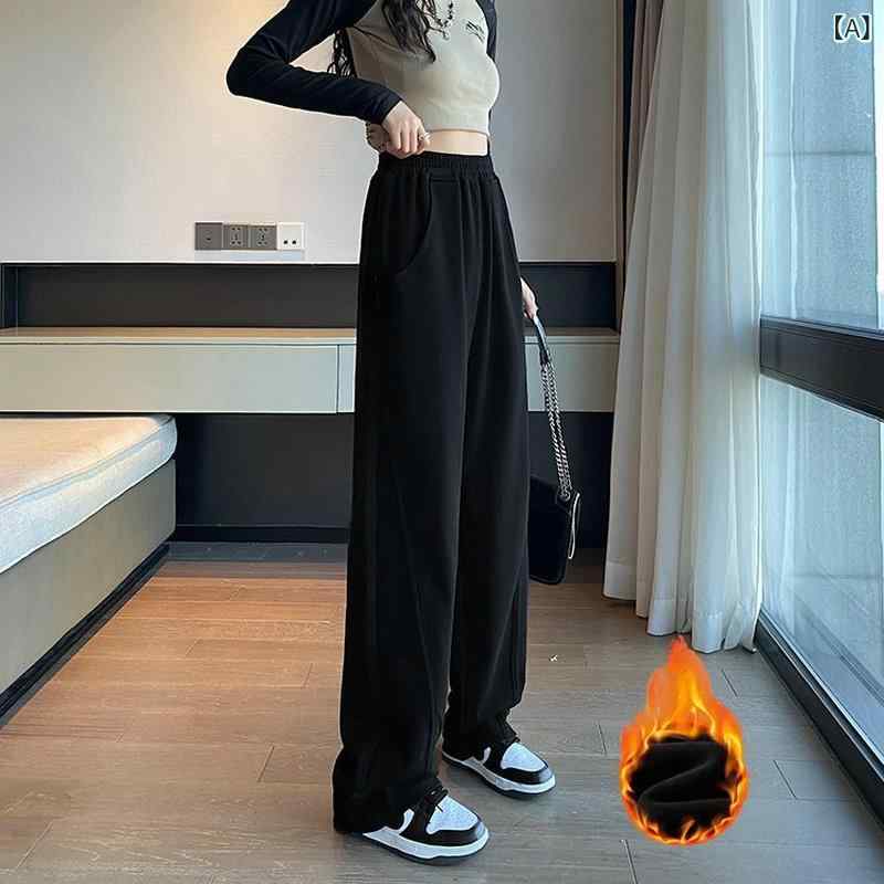 スウェットパンツ レディース ズボン ボトムス テーパードパンツ ストレートパンツ 裏起毛 カジュアル 厚手 美脚 防寒 暖かい 部屋着 ルームウェア スポーツ シンプル 無地 ウエストゴム ゆったり ロング丈 秋冬