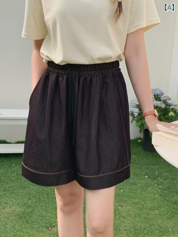 ショートパンツ レディース 短パン 半ズボン ボトムス ホットパンツ ハイウエスト ウエストゴム 綿混 ステッチ 紐付き ゆったり 無地 ホワイト 夏 部屋着 ルームウェア カジュアル レトロ 涼しい 動きやすい