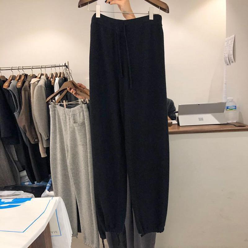 ワイドパンツ ニットパンツ レディース ハイウエスト ストレート 美シルエット 穿き心地 ウエストゴム 体型カバー 縦ライン 無地 シンプル ボトムス カジュアル きれいめ ワンマイルウェア お出かけ 普段使い ロング丈 暖か 動きやすい ストレッチ性