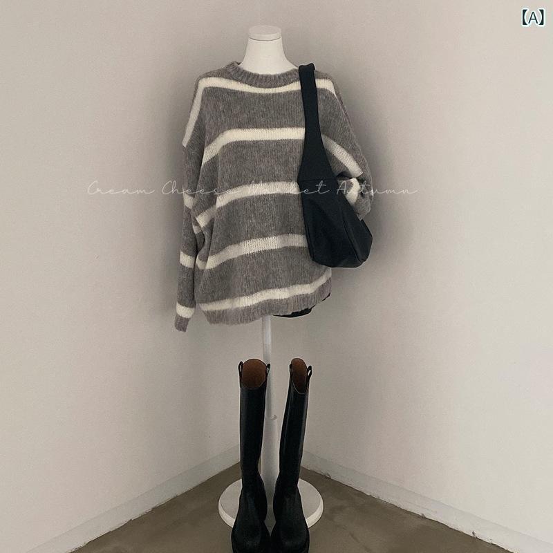 ニット レディース カシミヤタッチ オーバーサイズ クルーネック セーター ドロップショルダー カジュアル 柔らかい 暖かい 普段使い 部屋着 トップス 長袖 無地 秋冬 防寒対策 シンプル ベーシック 洗える