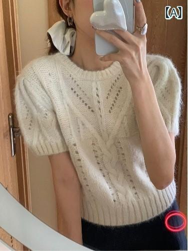 朱夏編み物 レディース 半袖 透かし編み ティーシャツ ゆったり 体型取りまかなう クロシェ編み レトロ 労働者の一団のど首 トップス 春夏 心地よい 花の冠yd 重ね着 今めかしい 無地 分かりやすい 成年者 冷やりとした 五分袖