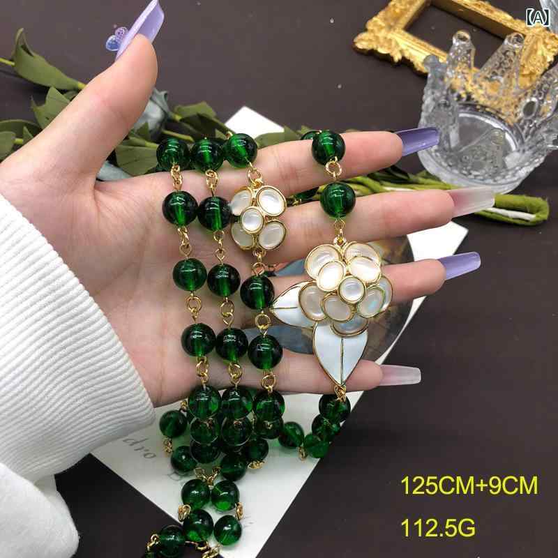 ネックレス セット レディース 花 ガラスビーズ エナメル ロングネックレス ピアス イヤリング フラワー ホワイト 春夏 レトロ 結婚式 パーティー 二次会 アクセサリー ジュエリー 小物 ギフト プレゼント お呼ばれ