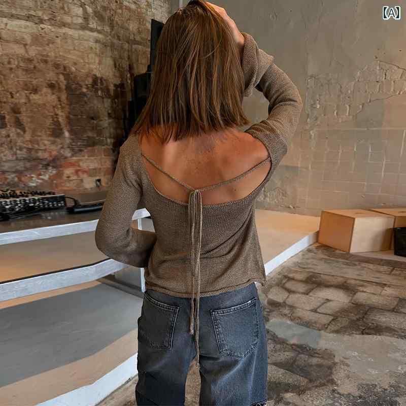編み物 レディース オフショルダー うしろ側開けっ広げ スピード競技引き上げる シュロの葉 長袖 リブニット スウェーター カットソー ティーシャツ 無地 肩出し 肌見せ 心地好い 烏兎冬 今めかしい 成年者 分かりやすい 伸ばすこと 通い 通学