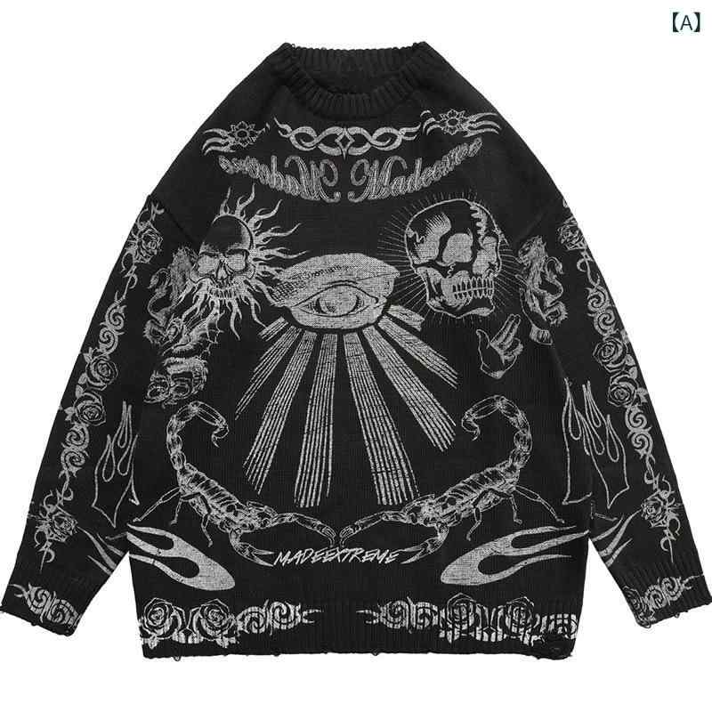 編み物 プルオーバー レディース はち切れる 鍵を掛ける Y2K 労働者の一団のど首 長袖 トップス スカル 骸骨 ドクロ ファイヤーパターン 仕掛地雷系 量産型 表どおり 御居処跳ねる 心地よい 自己同一性的 総柄 盛りだくさん 大層らしい大きさ