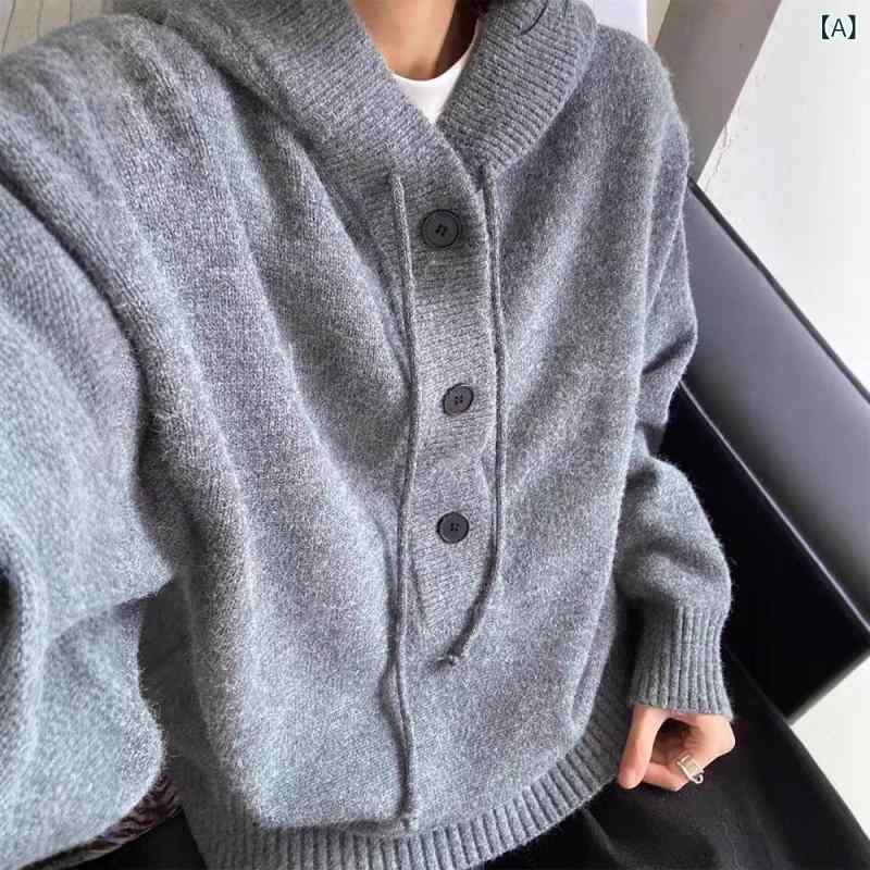 編み物パーカー レディース 秋冬 長袖 ボンネット付き添い人 プルオーバー トップス 無地 朦々たる ティーシャツ ビッグ影ぼうし 生あたたかい あったか お座敷着 お座敷御召しもの ゆったり 大きめ 体型取りまかなう 防寒 普段着 分かりやすい レトロ アメリカン