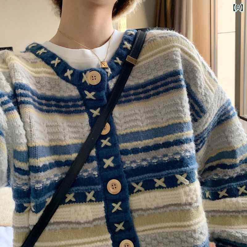 カーディガン レディース ニットカーディガン 長袖 星モチーフ 刺繍 レトロ 厚手 セーター 羽織り 前開き アウター トップス 春秋冬 重厚感 暖かい カジュアル お出かけ 華やか 個性的