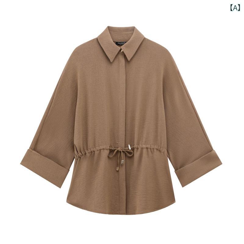 セットアップ レディース シャツ ブラウス 長袖 上下セット パンツスーツ 春服 襟付き レトロ 無地 ゆったり 体型カバー カジュアル お出かけ 通勤 オフィス オーバーサイズ ワイドパンツ 大人 シンプル 部屋着