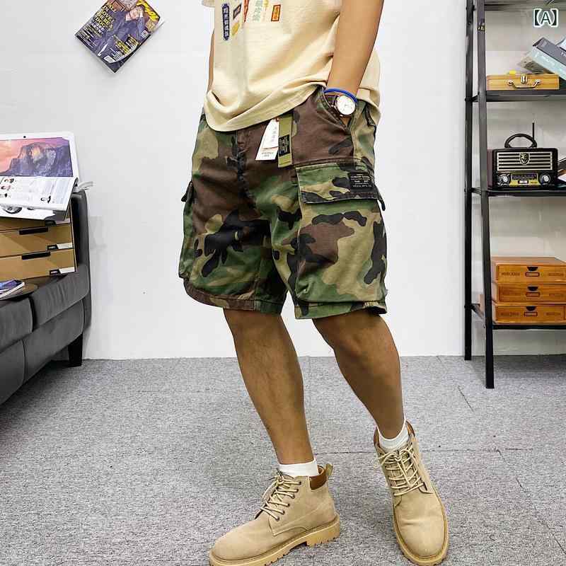 ショートパンツ メンズ カーゴパンツ 迷彩 五分丈 膝丈 ゆったり ミリタリー 多ポケット コットン ワークパンツ カジュアル ボトムス 夏服 キャンプ アウトドア レジャー 作業着 ミリタリーパンツ ストリート 釣り