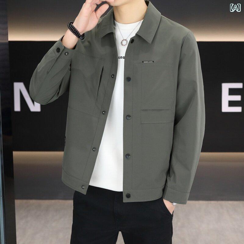 上衣 メンズ 春月上衣 上衣 律動的な調子とっ始め ライトアウター 細工物上衣 商行為 心地よい 襟付き添い人前掛け ジップアップブルゾン 春物アウター 無地