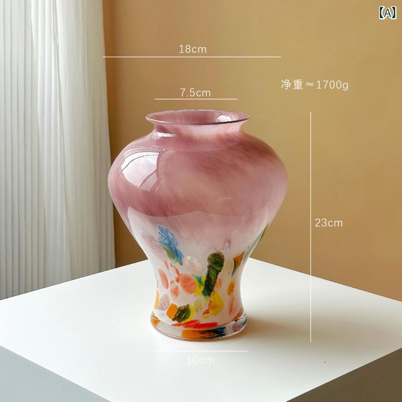 花瓶 ガラス フラワーベース おしゃれ ピンク インテリア カラフル 硝子 花びん 花器 生け花 切り花 水耕栽培 卓上 置物 オブジェ 飾り 雑貨 リビング 玄関 ダイニング シンプル 北欧 モダン 贈り物 ギフト