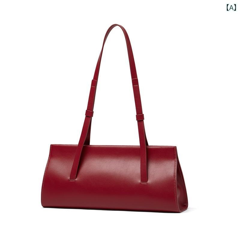ショルダーバッグ レディース 革 脇下バッグ ワンショルダー バゲットバッグ 牛革 肩がけ レトロ ヴィンテージ風 シンプル 無地 フォーマル 通勤 通学 旅行 カジュアル 軽量 おしゃれ お出かけ ギフト 誕生日 お祝い