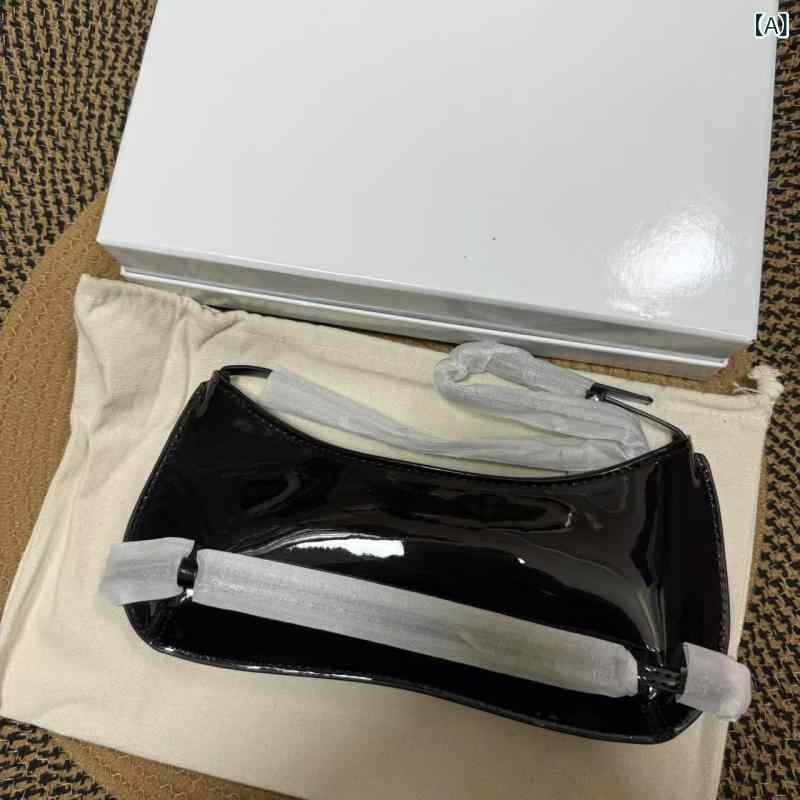 ショルダーバッグ レディース ハンドバッグ 肩掛け バゲットバッグ ワンショルダー エナメル パテントレザー 英字 ロゴ入り ミニバッグ 無地 シンプル おしゃれ 軽量 パーティー 結婚式 フォーマル お出かけ ギフト プレゼント