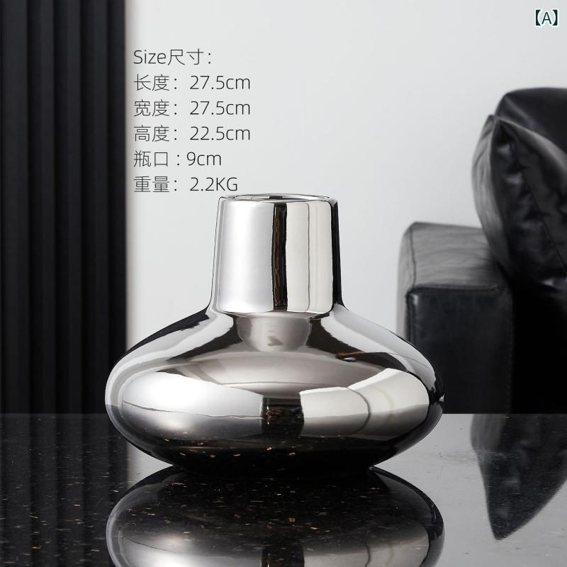 花瓶 陶器 シルバー フラワーベース 北欧 モダン インテリア 雑貨 置物 リビング ダイニング 玄関 卓上 磁器 銀色 メタリック 光沢 おしゃれ 華やか 高級感 オブジェ 花器 飾り 室内 装飾 一輪挿し 造花