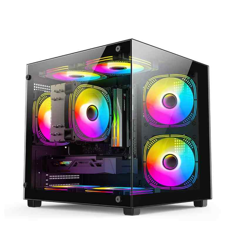 MOIKYIGI ピラー受け答え 真っただ中円柱 パソコン入れもの Micro-ATX 強化因子硝子ダイアログボックス Micro Atx 入れもの Microatx Pc入れもの