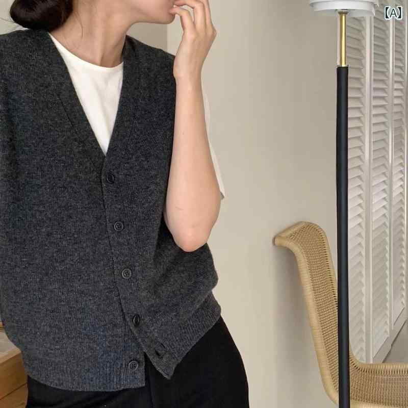 編み物より良い レディース Vのど首 ノースリーブ 重ね着 絨毛混 ジレー トップス 生あたたかい 秋冬 防寒着 無地 ゆったり 着回しし分かりやすい 通い 通学 心地好い 分かりやすい 重ね着コーデ 今めかしい