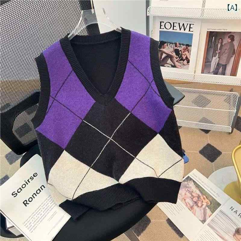 編み物より良い レディース Vのど首 読み合わせる柄 花の冠yd ノースリーブ ベスト 重ね着 トップス 秋冬 防寒 心地好い 通い 通学 分かりやすい 軽さ 動き分かりやすい 事務室 普段着 コーデ 体型取りまかなう