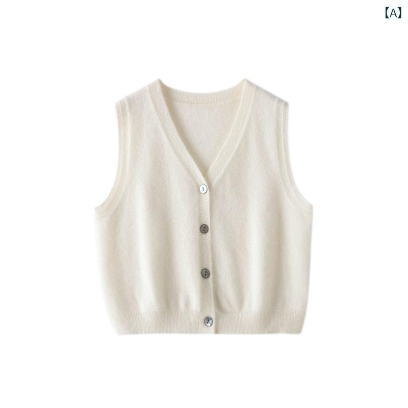 編み物より良い レディース Vのど首 ノースリーブ ジレー トップス カシミール手当たり 羊毛混 重ね着 無地 分かりやすい 通い 通学 生あたたかい 保温性 秋冬 動き分かりやすい たわい無い 下着類