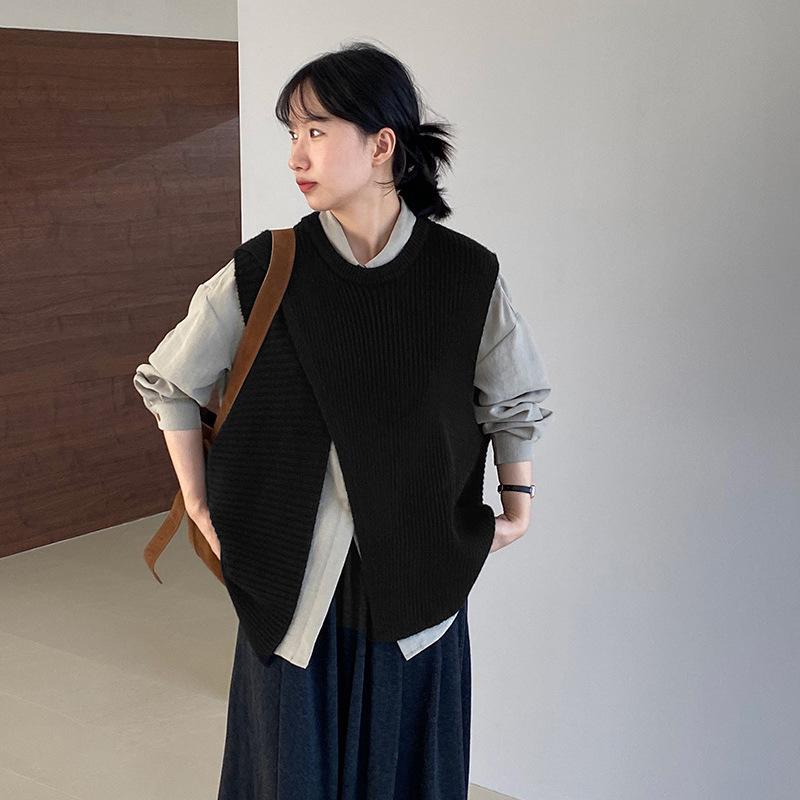 編み物より良い レディース より良い ノースリーブ Vのど首 ティーシャツ 重ね着 花の冠yd ベスト トップス 秋冬 ゆったり 体型取りまかなう 成年者 心地好い 分かりやすい 無地 今めかしい 着回しし分かりやすい