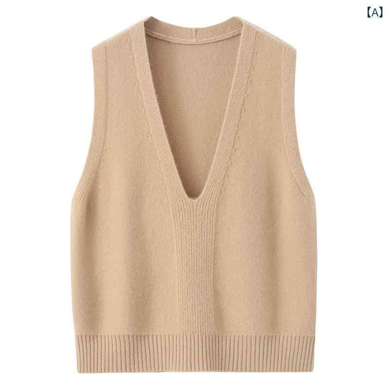編み物より良い レディース Vのど首 カシミール混 ノースリーブ ベスト ティーシャツ ティーシャツ トップス ゆったり 分かりやすい 重ね着 レイヤードスタイル 無地 秋冬 朦朦たる 通学 通い 納めるし分かりやすい