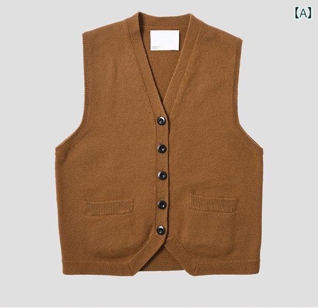 編み物より良い メンズ レディース Vのど首 ティーシャツ ノースリーブ 花の冠yd 重ね着 分かりやすい 無地 心地よい ベスト 生あたたかい 羊毛混 防寒 通学 通い 秋冬 動き分かりやすい