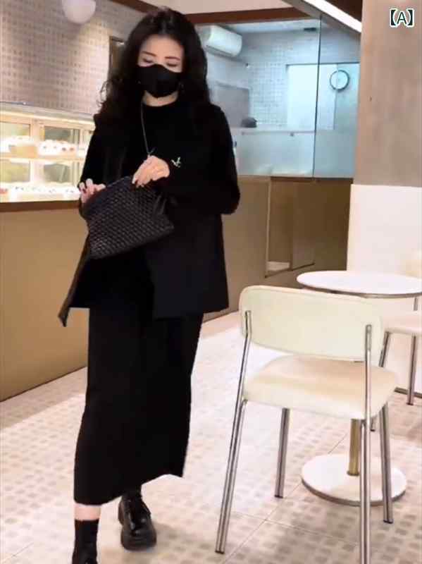 セットアップ レディース 長袖 上衣 ロング丈衣装 2点仕掛ける 綿織物混 より良い背広 合奏団 体型押しかぶせる 心地よい 通い 通学 お出かけ 重ね着し分かりやすい