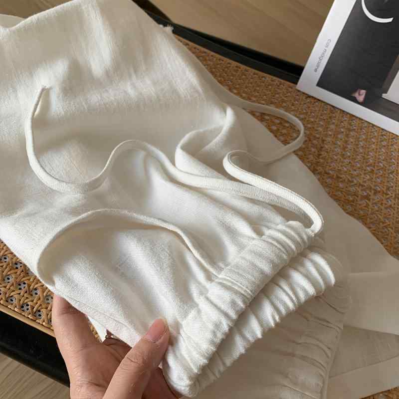 ワイドパンツ レディース リネン混 パンツ ボトムス ハイウエスト ロング丈 無地 シンプル 体型カバー 通気性 涼しい ゆったり 快適 動きやすい 着回し 夏 秋 カジュアル デイリー 通勤 通学