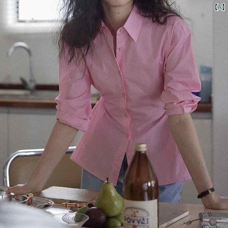 シャツ レディース トップス コットン素材 長袖 ゆったり 立体裁断 2way ウエストマーク 前開き 羽織り 柔らかい 体型カバー ボタンダウン 着回し シンプル カジュアル ブラウス|やすらぎマーケット