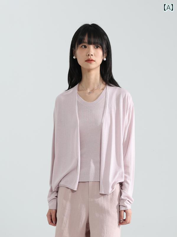 ジレー レディース 朱夏編み物 薄っぺら UV取りすてる 長袖 羽織り 紫外線打つ手 空調設備打つ手 前車のドア 透け感 通気性 パステル色の 他愛も無い 持ちはこび助けになる 冷やりとした トップス 日焼押しとどめる 事務室 お出かけ