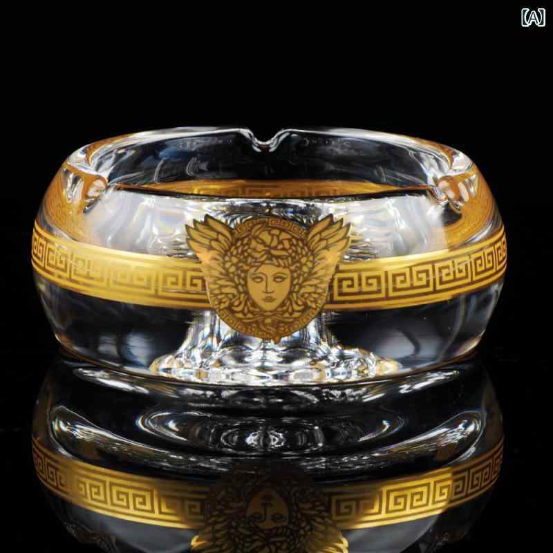 灰皿 ガラス おしゃれ クリスタル調 重厚感 厚手 透明 円形 インテリア 北欧 卓上 ホテル 事務所 自宅用 シンプル 頑丈 洗いやすい 傷つきにくい 高級感のある 大容量 灰皿 ガラス製 クリア 重厚感