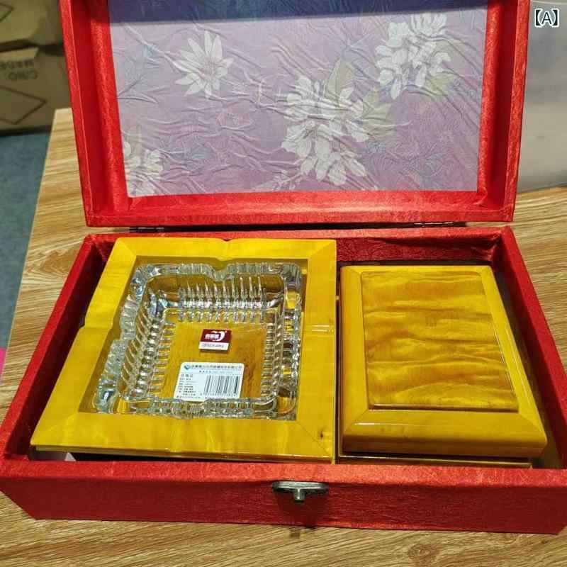 灰皿 卓上 楠木製 ガラス付き 収納ケース リビング オフィス 卓上小物 インテリア雑貨 高級感 おしゃれ 贈り物 プレゼント 重厚感 使いやすい 卓上収納ケース 木製灰皿 オブジェクト 蓋なし