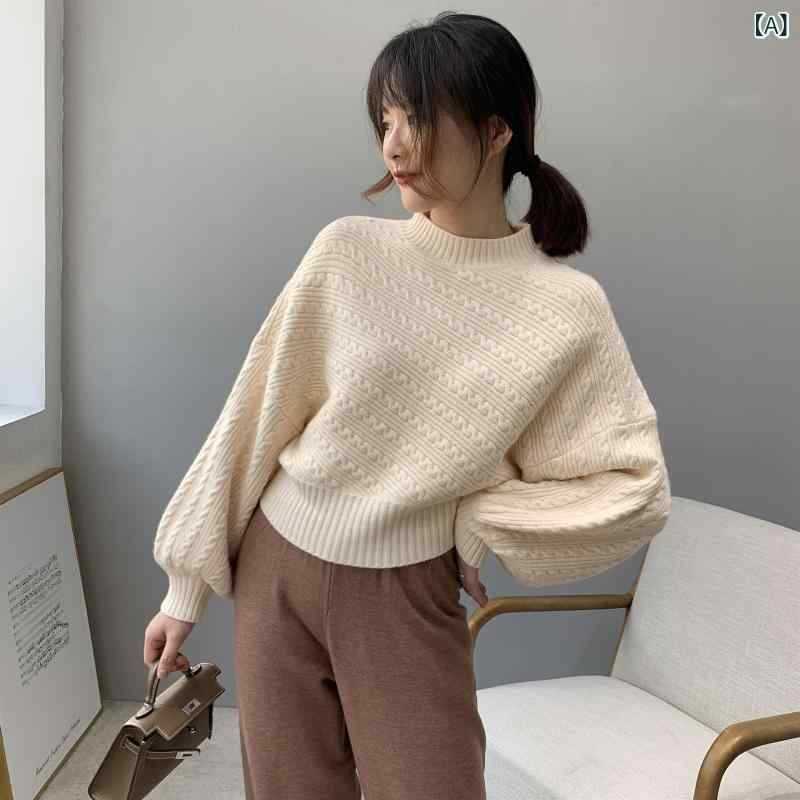 編み物 レディース ティーシャツ 有線テレビ編み 労働者の一団のど首 長袖 ティーシャツ 朦朦たる 防寒 秋冬 生あたたかい 保温性 普段着 通い通学 通気性 パステル色の 御部屋着 着回し力 伸縮性