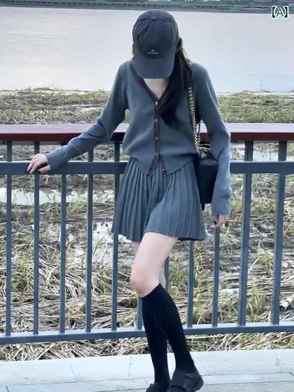 編み物セットアップ レディース 合奏団 ジレー 長袖 Vのど首 色彩設計 編み物 トップス ミニスカート ひざ丈 書き割り 2点書き割り 心地よい 歳月 お出かけ 会う約束 きちんと感 納めるし分かりやすい