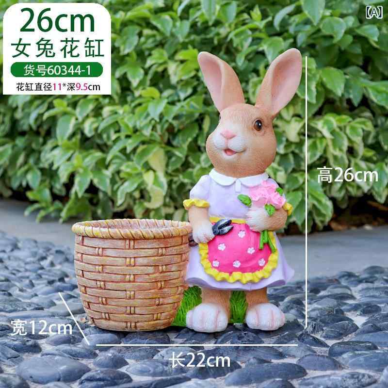 ガーデニング雑貨 兎 花盆 植木鉢 プランター オブジェ 庭園装飾 ガーデン オーナメント 樹脂製 リアル 園芸用品 店舗 装飾 玄関 ベランダ 庭 造園 飾り付け 設置しやすい 軽量 おしゃれ 園芸用 庭飾り 置き物｜やすらぎマーケット