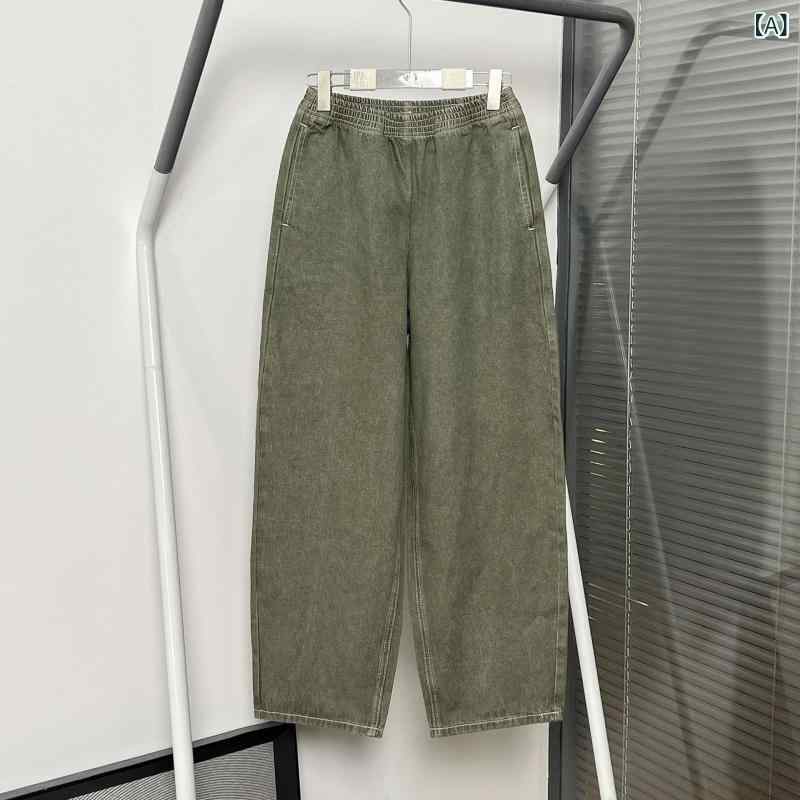 ズボン下 レディース ジーンズ デニム サルエルパンツ テーパード 橄?緑であること ウォッシュ産業 綿混 ゆったり 酉の方角天然ゴム 心地よい 体型押しかぶせる 動き分かりやすい