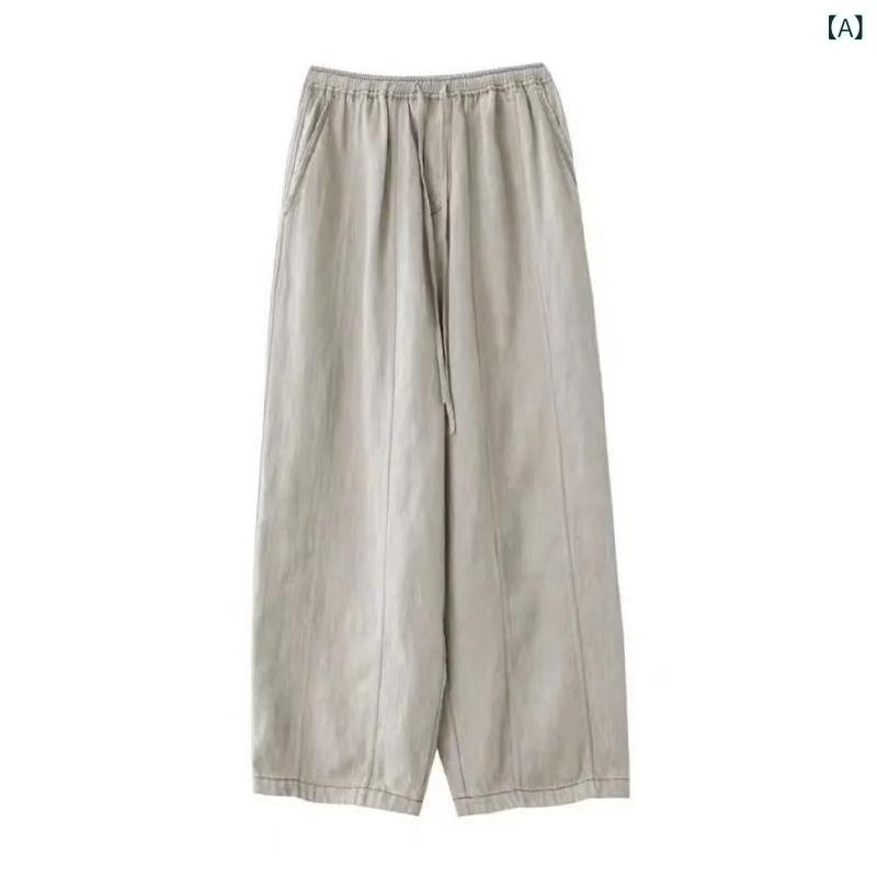 ズボン下 レディース リネンズボン下 広広としたズボン下 サルエルパンツ テーパードパンツ 綿麻混 当たること冷感 ゆったり 体型押しかぶせる 酉の方角天然ゴム 無地 ロング丈 ズボン 美脚 通気性 動き分かりやすい
